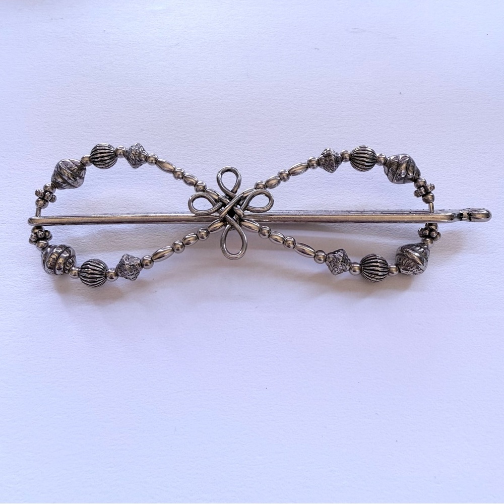 Elegant Lilla Rose Silver Celtic Cross Metal Beaded Hair Clip - Extra Large XL